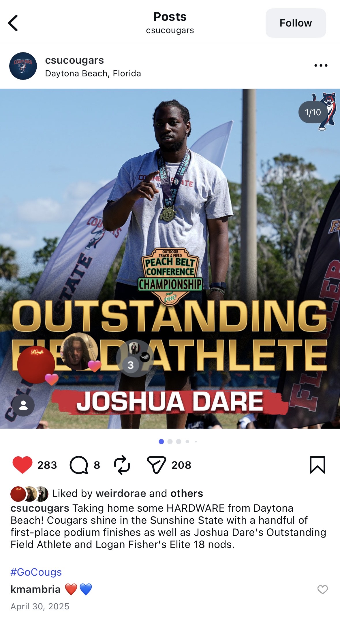 Outstanding athlete award